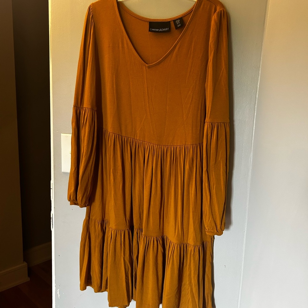 Cynthia Rowley Yellow and Orange Tiered Ruffled Sundress